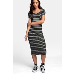 RVCA Interest Knit Midi low back Dress striped Size large